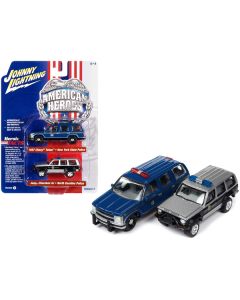 Johnny Lightning American Heroes: 1997 Chevy Tahoe NY Trooper & Jeep Cherokee NC Trooper 1/64 Diecast Set