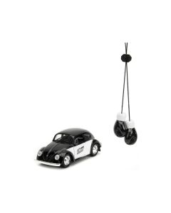 Jada 1959 Volkswagen Beetle "Punch Buggy" - Black & White Diecast Model Car w/ Boxing Gloves (1/32 Scale)