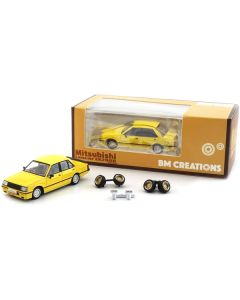 BM Creations Mitsubishi Lancer EX2000 Turbo - Yellow w/ Stripes & Extra Wheels - 1/64 Diecast