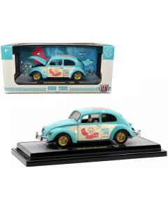 M2 Machines 1952 VW Beetle Deluxe 'Maui & Sons' Light Blue & White 1/24 Scale Diecast Car