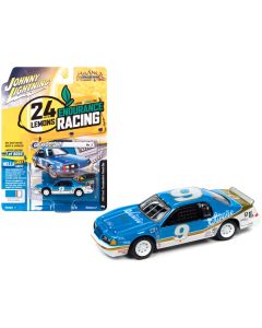 Johnny Lightning 1986 Ford Thunderbird Stock Car #9 "Go-Po-Po-Go!" - Street Freaks, 1/64 Diecast, Bright Blue