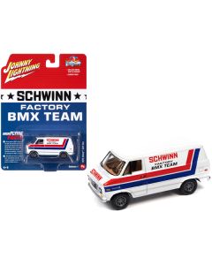 Johnny Lightning 1976 Chevy G20 Van - Schwinn BMX Team White Stripes - 1/64 Scale Diecast