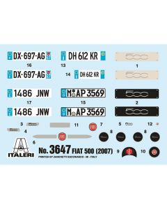 Italeri 2007 Fiat 500 (Skill 3) 1/24 Scale Model Kit - MPN 3647