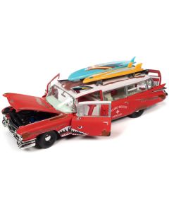 Auto World 1959 Cadillac Eldorado Ambulance "Malibu Beach Rescue Surf Shark" - 1/18 Scale Diecast Model