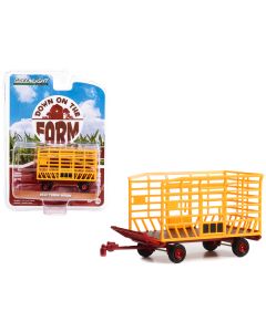 Greenlight 1/64 Bale Throw Wagon - Yellow & Red 'Down on the Farm' Series 7 Diecast Model