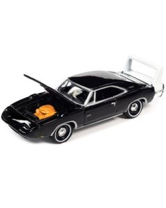 Johnny Lightning 1969 Dodge Charger Daytona - Black/White Stripe - 1/64 Diecast - Limited Edition