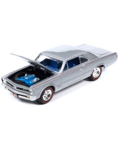 Johnny Lightning 1965 Pontiac GTO - Bluemist Slate, Red Stripes, Blue Interior - 1/64 Diecast
