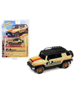 Johnny Lightning 2007 Toyota FJ Cruiser Beige Stripes Black Top Roofrack 1/64 Diecast (Limited Edition)