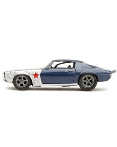 Jada 1973 Chevy Camaro Dark Blue Metallic with Winter Soldier Figure 1/32 Scale