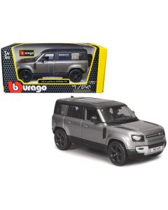 Bburago 2022 Land Rover Defender 110 - Dark Silver Metallic with Black Top, Sunroof - 1/24 Diecast Model Car
