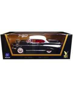 Road Signature 1957 Chevy Bel Air Hardtop - Black/White, Red Interior - 1:18 Diecast