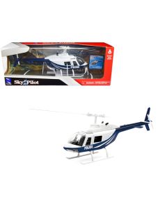 New Ray Bell 206 Police Helicopter 1/34 Scale Diecast Model - Dark Blue & White