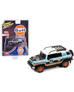 Johnny Lightning 2007 Toyota FJ Cruiser #11 'Gulf Oil' Light Blue with Roofrack - 1/64 Scale Diecast - Limited Edition