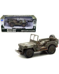 New Ray Jeep Willys U.S.A. Army Green 1/32 Diecast Model Car (4.5-inch)