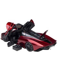 Autoart McLaren Speedtail 1/18 Scale - Volcano Red Metallic with Black Top & Luggage Set (Model 76087)