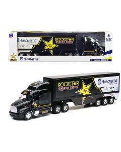 New Ray Peterbilt 387 Semi-Truck: Rockstar Energy Drink - Husqvarna Factory Racing, 1/32 Diecast Model - Black