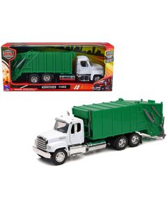 New Ray Freightliner 114SD Garbage Truck - 1/32 Scale Diecast - White & Green