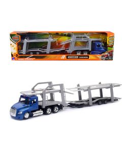 New Ray Freightliner Cascadia Auto Transporter - 1/43 Scale Diecast - Blue Metallic, 'Long Haul Trucker' Series - 16.75 Inches Long