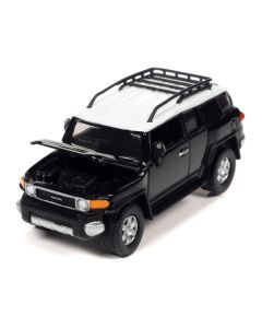 Johnny Lightning 2007 Toyota FJ Cruiser - Black Diamond with White Top, Roofrack - 1/64 Scale Diecast