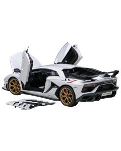 Autoart Lamborghini Aventador SVJ Bianco Asopo Pearl White with Gold Wheels 1/18 Scale Model