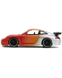 Jada 1/32 Porsche 911 GT3 RS - Matt Orange & Silver Metallic 'Pink Slips' Diecast Car (4.6 in)
