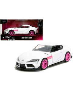 Jada 2020 Toyota Supra - White Metallic with Pink Wheels (1/32 Scale Diecast Model)