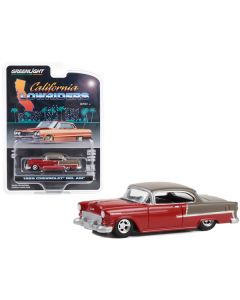 Greenlight 1955 Chevy Bel Air Lowrider - Ruby Red & Matt Bronze - 1/64 Scale Diecast