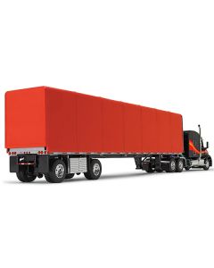 First Gear Peterbilt 579 & 53' RollTarp Trailer - 1/64 Scale Black & Red Diecast