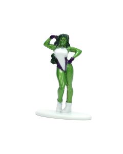 Jada 1973 Plymouth Barracuda Green Metallic & White with She-Hulk Figure 1/32 Diecast Model Car