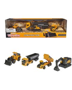 Majorette Volvo Construction 4-Piece Diecast Set, 1:64 Scale