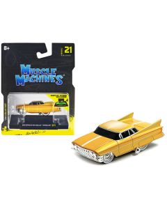 Muscle Machines 1961 Cadillac Maybelline Yellow Metallic with White Stripes 1/64 Diecast Model Car (MPN: 15561YL)