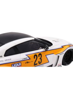Top Speed LB-Silhouette WORKS GT 35GT-RR Ver.1 RHD #23 "LB Racing" White/Yellow 1/18 Scale Model Car