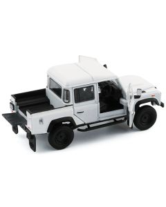 BM Creations Land Rover Defender 110 Pickup Truck - White, 1/64 Diecast Model with Extra Wheels