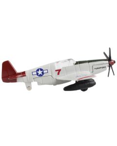 Runway24 P-51C Mustang "Tuskegee Airmen" Gray Diecast Model Airplane with Runway Section RW190
