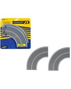 Runway24 RW905 Curved Runway Sections - 2 Piece Set (9x4 Inches) - Diecast Model Airport Diorama