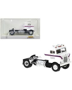Brekina 1950 Kenworth Bullnose Truck Tractor - White with Blue 'Ross Mackie Transport' Stripes - HO Scale (1/87)