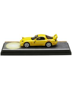 Hobby Japan Mazda RX-7 (FD3S) RHD Yellow RedSuns Keisuke Takahashi Figure Version 2 Initial D Manga 1/64 Diecast Model Car