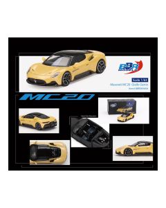 BBR 1/64 Maserati MC20 - Giallo Genio Yellow with Black Top Diecast Model