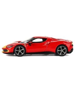 BBR Ferrari 296 GTB Assetto Fiorano - Rosso Corsa Red with Yellow Stripes - 1/64 Diecast Model