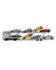 GCD Mercedes-Benz Actros Auto Transporter - Black 1/64 Diecast Model (Trailer Detachable)