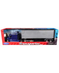 Welly Freightliner Columbia Truck - Blue with Gray Container - 1/32 Scale Diecast Model