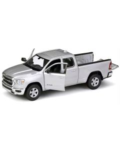 Welly NEX 2019 RAM 1500 Pickup Truck Diecast Model - 1/27 Scale, Silver Metallic