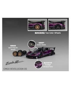 Pagani Zonda Revolucion 1/64 Diecast - Purple Metallic & Carbon - Extra Wheels by CM Models