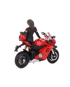 Mini GT Ducati Panigale V4 S Motorcycle - Red with Ducati Girl Figure - 1/64 Scale Diecast