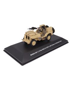 Militaria Die Cast British SAS Willys Jeep with Vickers K - 1/43 Scale Diecast - Desert Sand