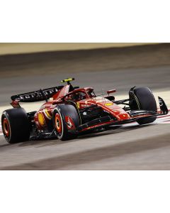 LookSmart Ferrari SF-24 #55 Carlos Sainz Bahrain GP 3rd Place F1 1/18 Scale Model Car with Display Case