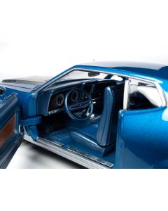 AutoWorld 1971 Ford Mustang Mach 1 (Blue Metallic, Silver Hood) 1:18 Scale Diecast Model - AMM1335